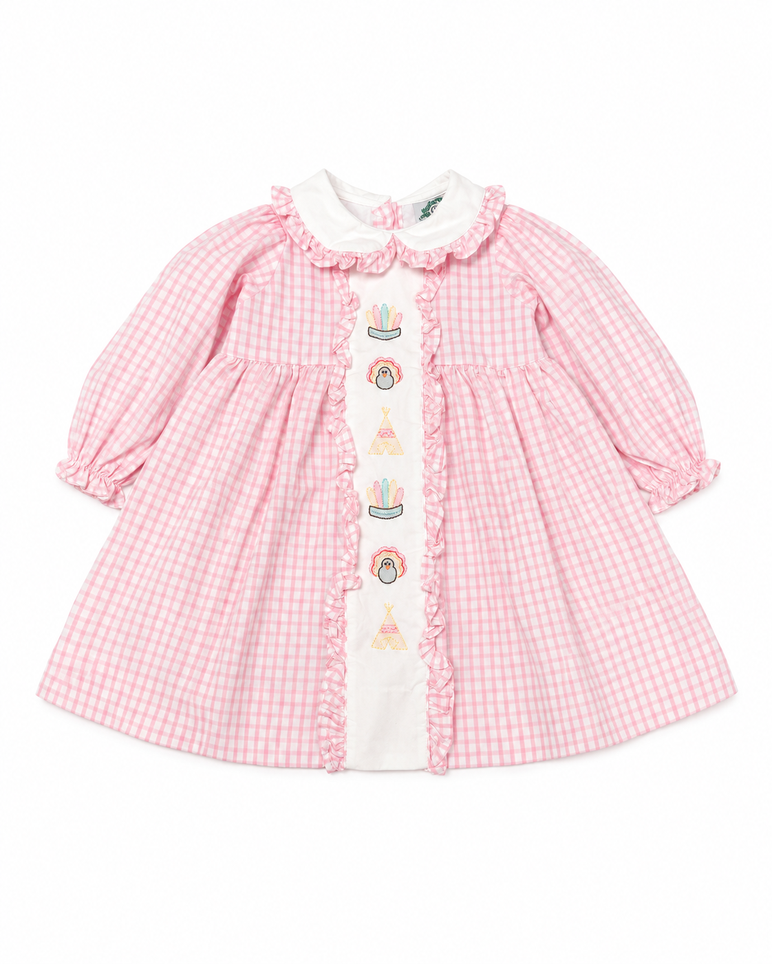 2T Cecil & Lou Pink Windowpane Ruffle Turkey LS Dress