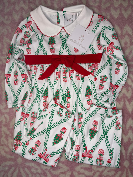 6/9M Maddie & Connor Holiday Topiary Trellis Romper