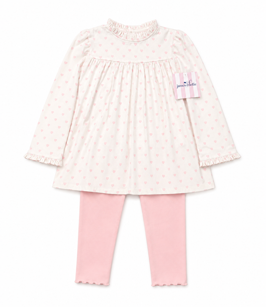 10 James & Lottie Heart Ruffle Tunic Legging Set