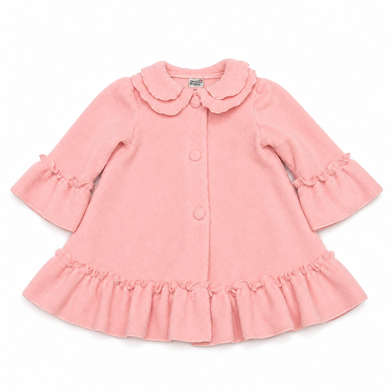 24M Bailey Boys Bubble Gum Pink Ruffle Button Down Coat