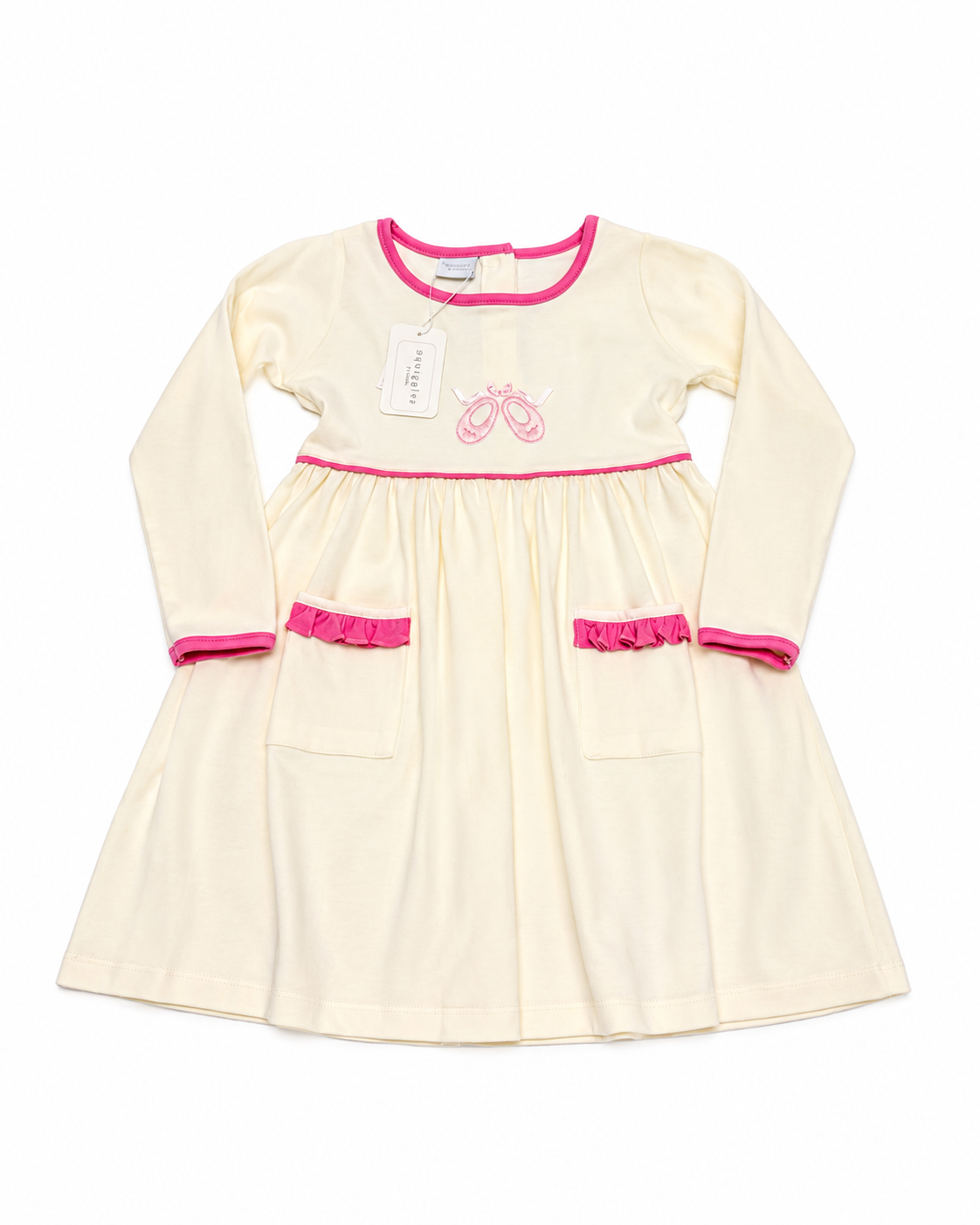 6 Squiggles Ballet Pale Yellow LS Dress