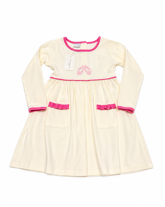6 Squiggles Ballet Pale Yellow LS Dress