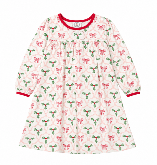 6 Little Louanne Bow Holly LS Knit Dress