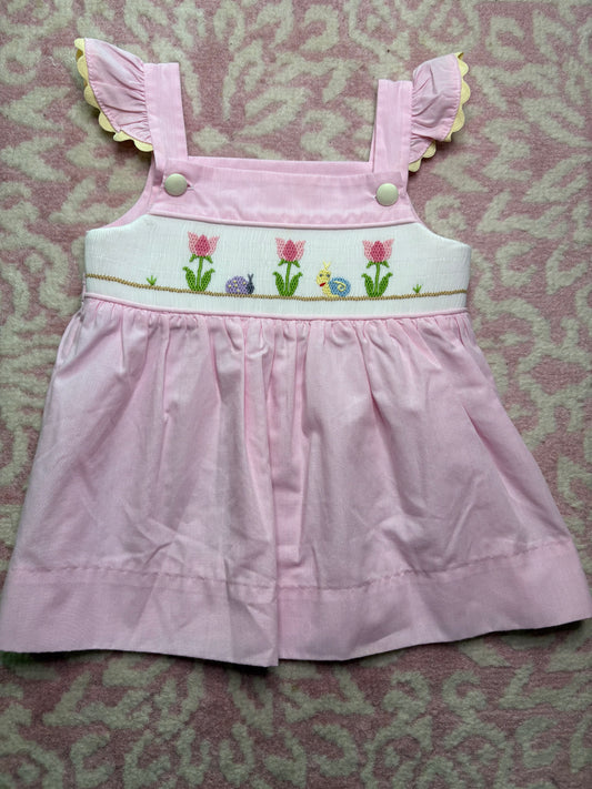 6M Remember Nguyen Floral Smocked Dress with Ruffle Sleeves and Rick Rack Detailing