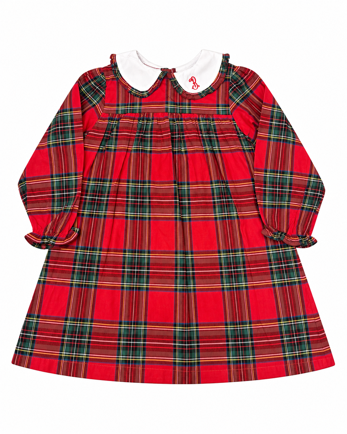 6 Cecil & Lou “B” Mono Christmas Tartan LS Dress
