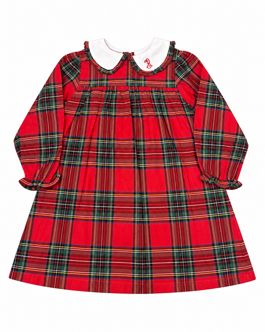 6 Cecil & Lou “B” Mono Christmas Tartan LS Dress
