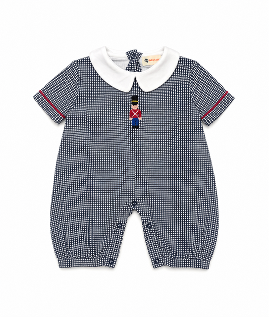 3M Baby Luigi Toy Story Navy Windowpane Knit Romper