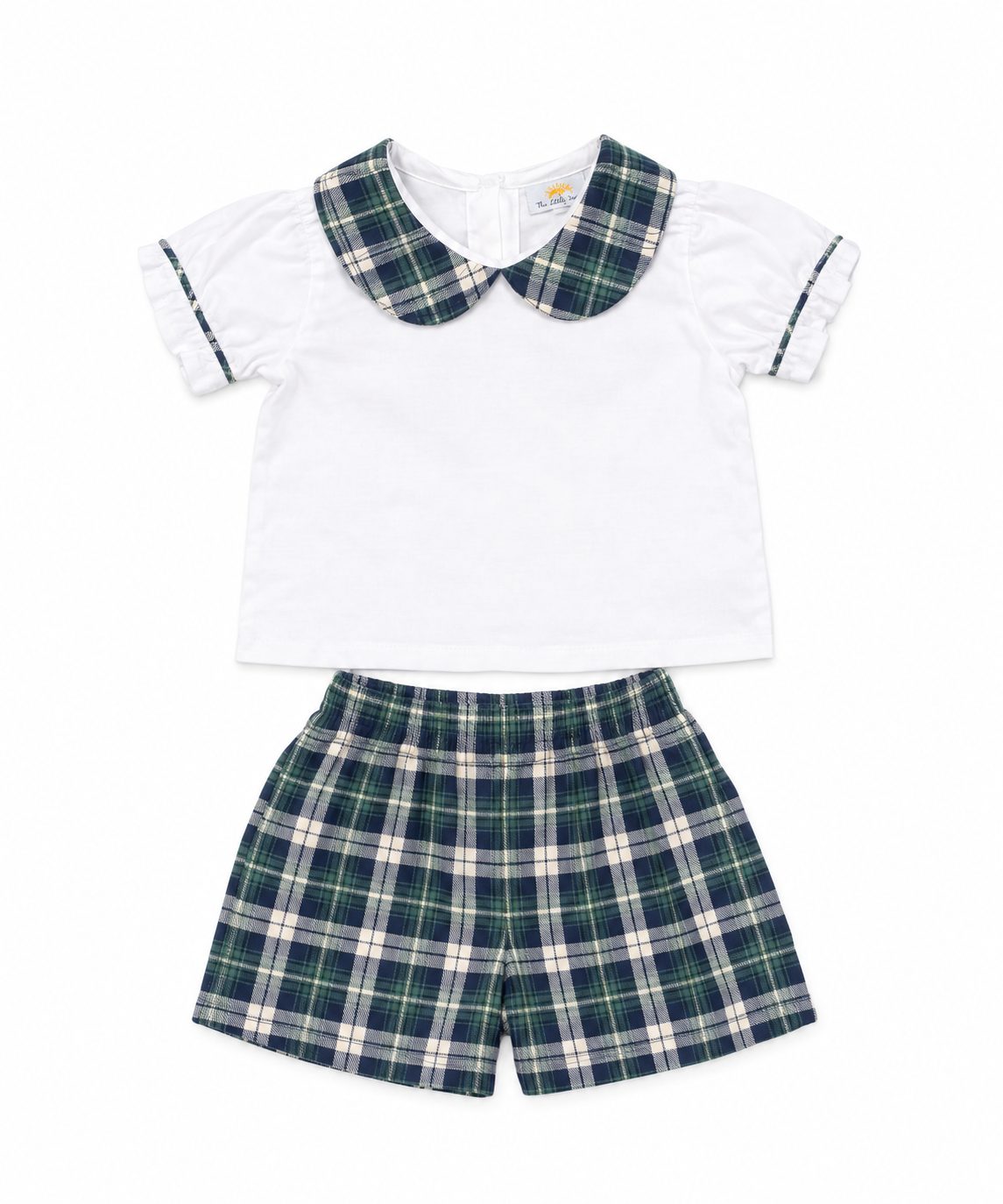 18M The Daily Smock Green & Navy Tartan Short Set
