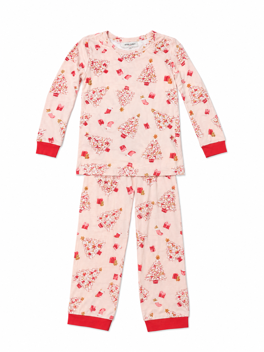3T Angel Dear Pink & Red Christmas Tree Girl Pajama Set