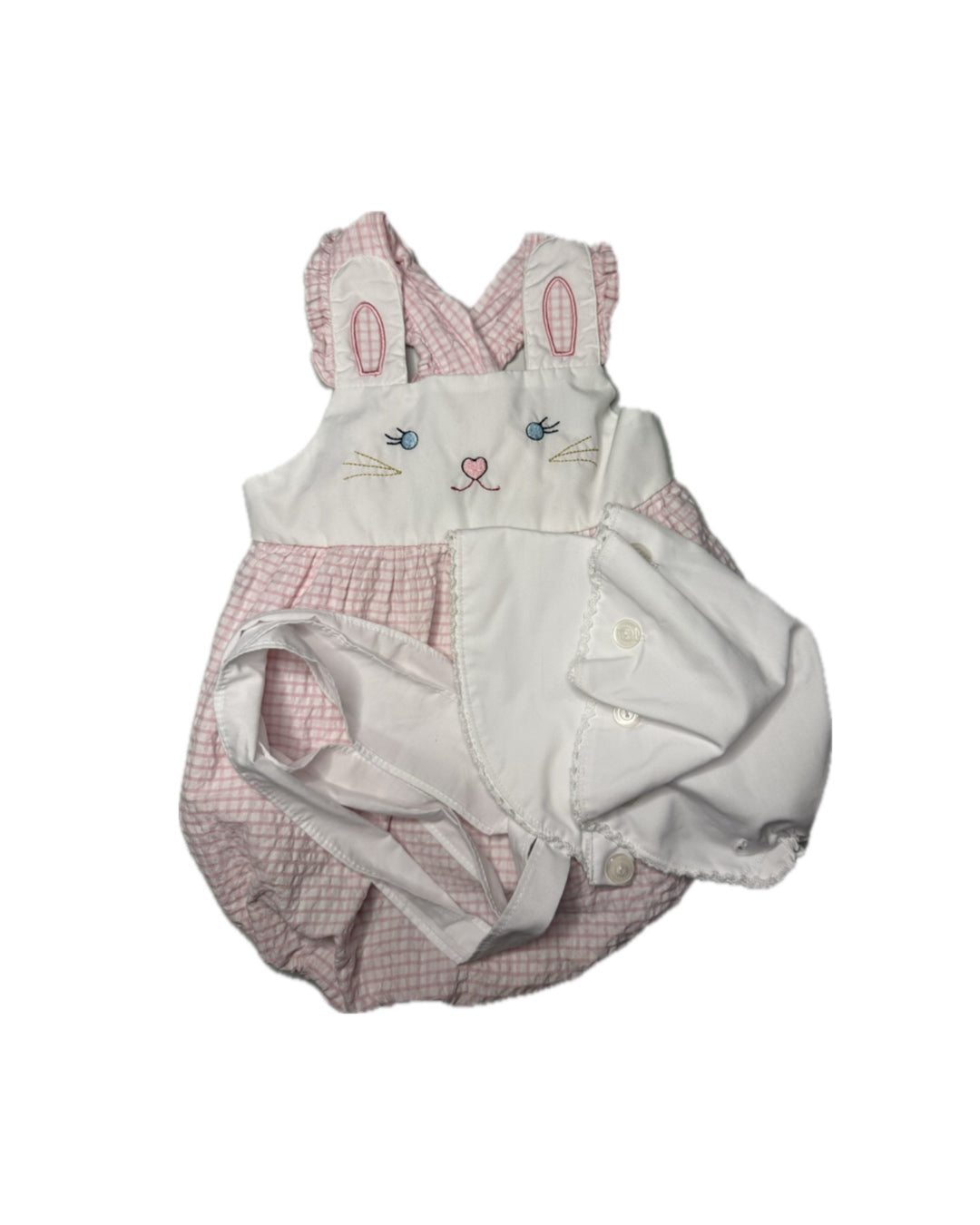 Baby romper with bunny design on a white background
