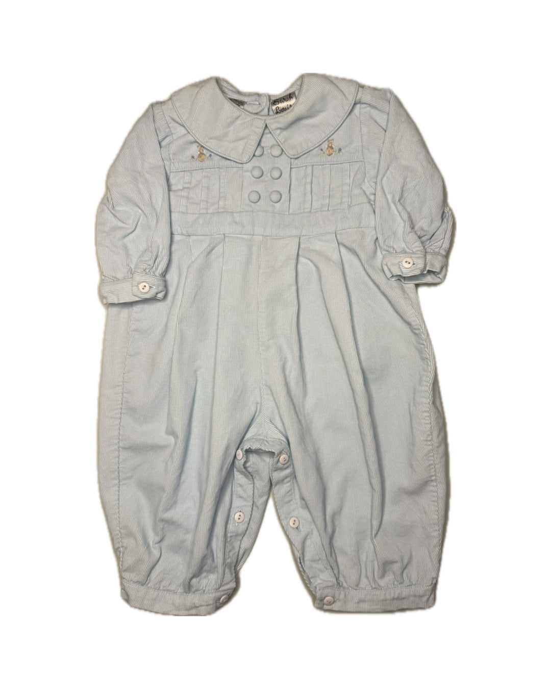 6M Sarah Louise Baby Blue Cord Bunny Long Romper