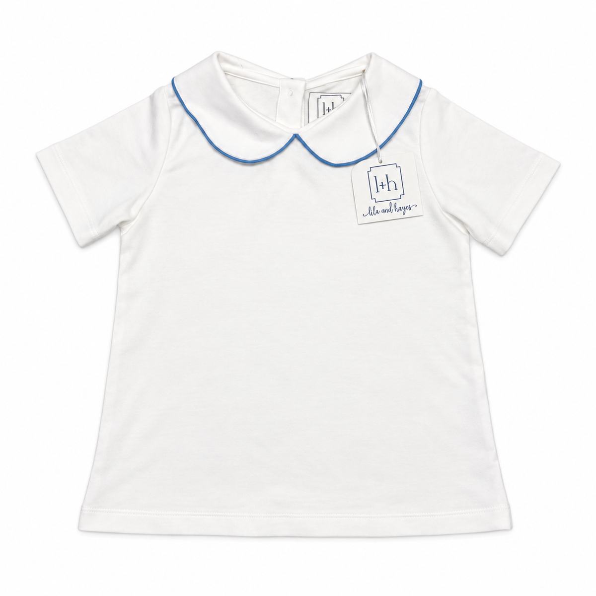 6 Lila and Hayes Blue Piped Knit SS Shirt