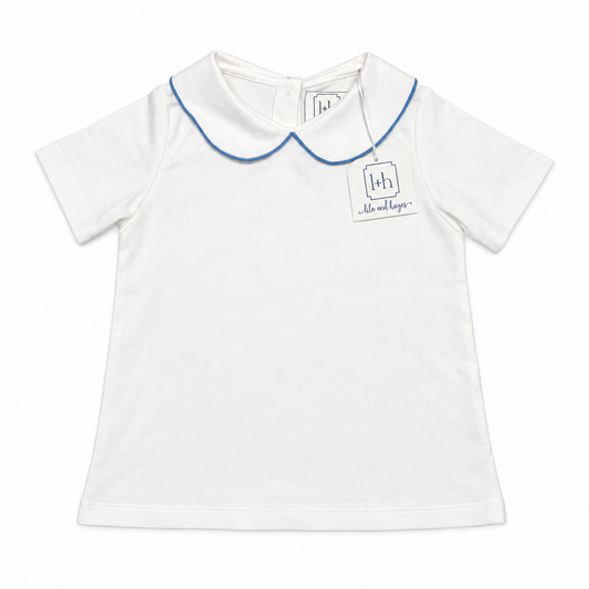 6 Lila and Hayes Blue Piped Knit SS Shirt