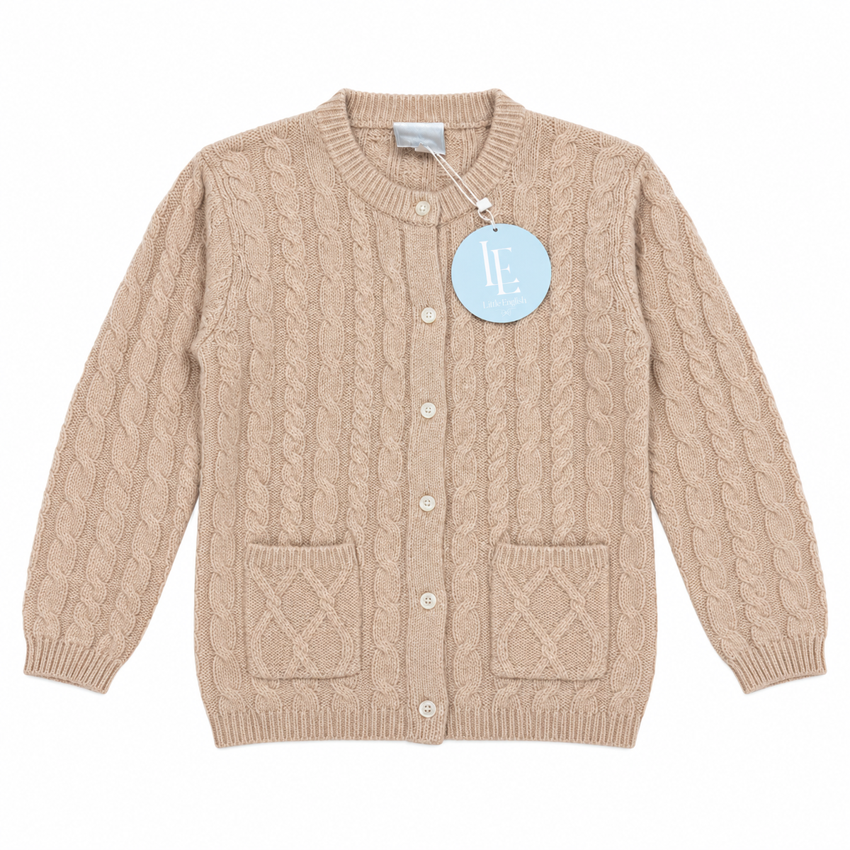 6 Little English Unisex Oatmeal Blended Cashmere Cardigan
