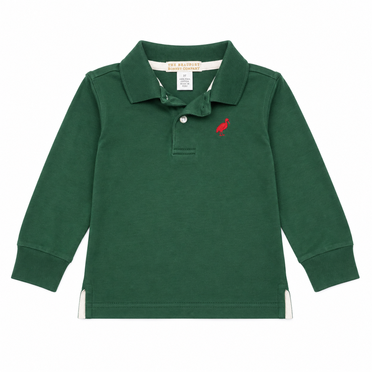 2T TBBC Proper Polo in Grier Green with a Richmond Red stork long-sleeve