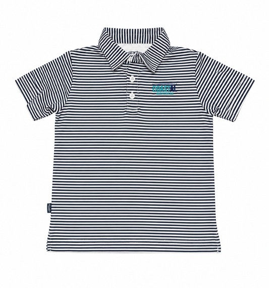 4/5 Garb Coastal Orange Beach Navy & White Striped Polo