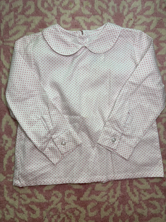 2T James & Lottie Red Polka Dot  Peter Pan Collared Shirt