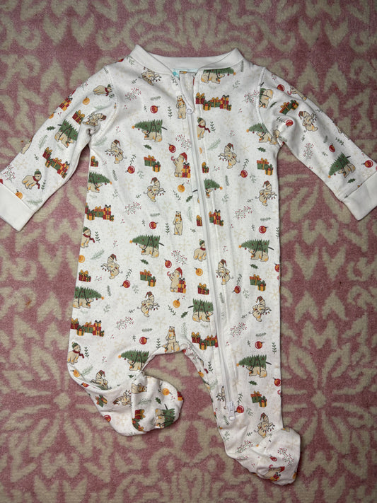 3-6M Feather Baby Polar Bear Christmas Footed Pj