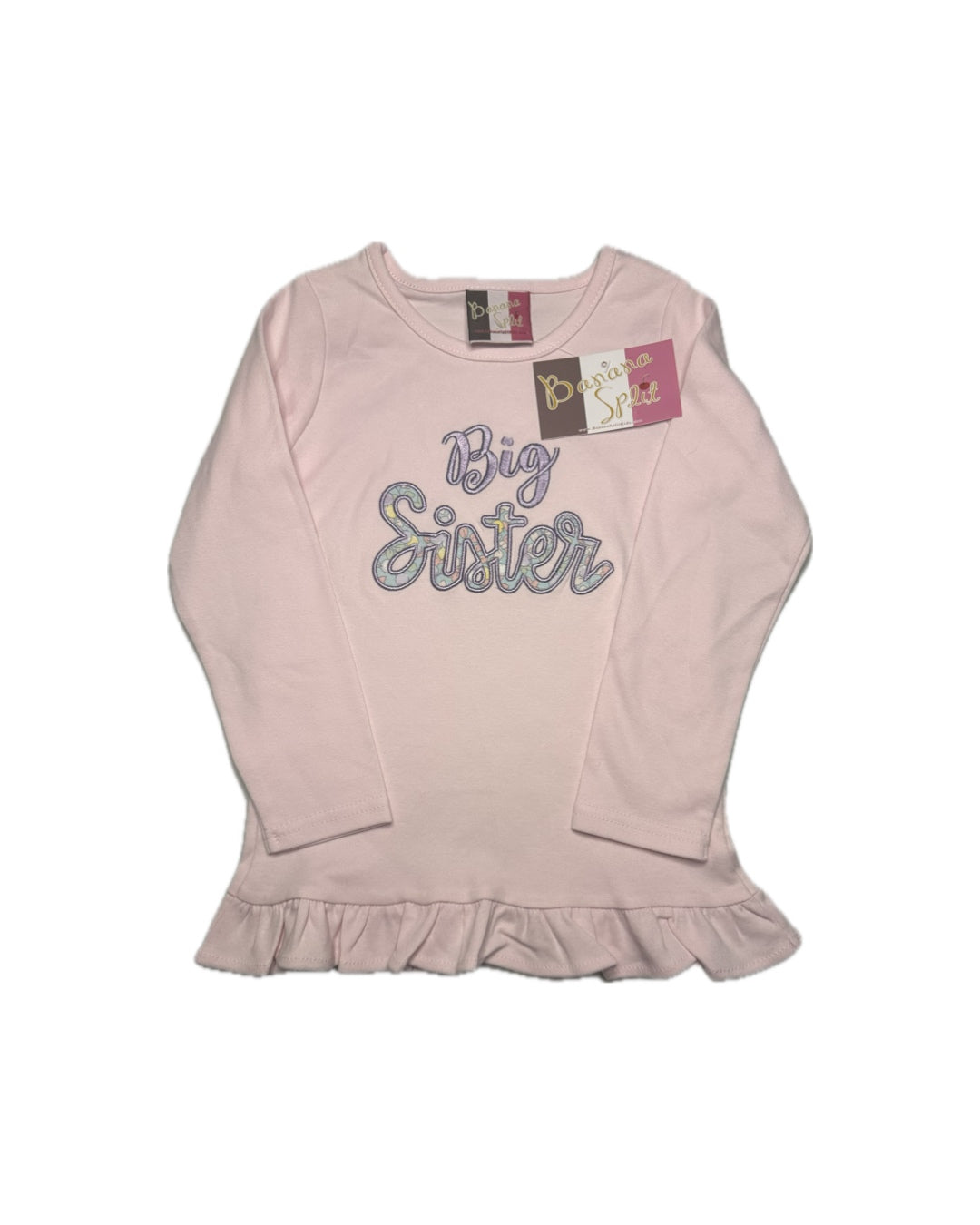 Banana Split Big Sister Appliqué Long Sleeve Shirt