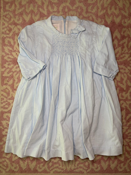 4 Alice Kathleen Smocked Light Blue Cord Gown