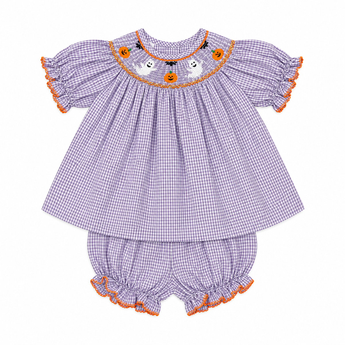 18M Petit Bebe’ Halloween Smocked Bloomer Set