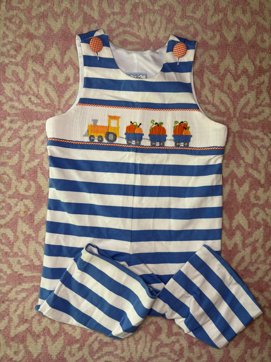 18M Three Sisters Smocked Tractor and Pumpkin Knit Longall
