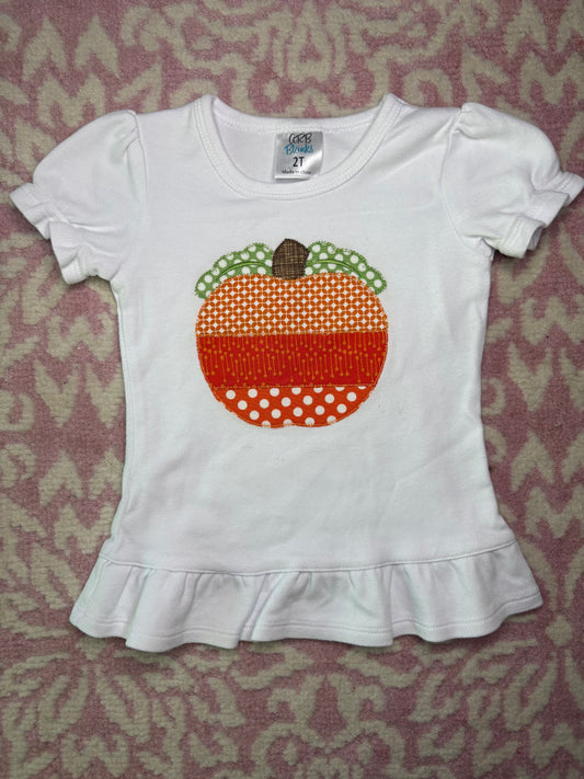 2T ARB Blanks Pumpkin Appliqué Ruffle Tee