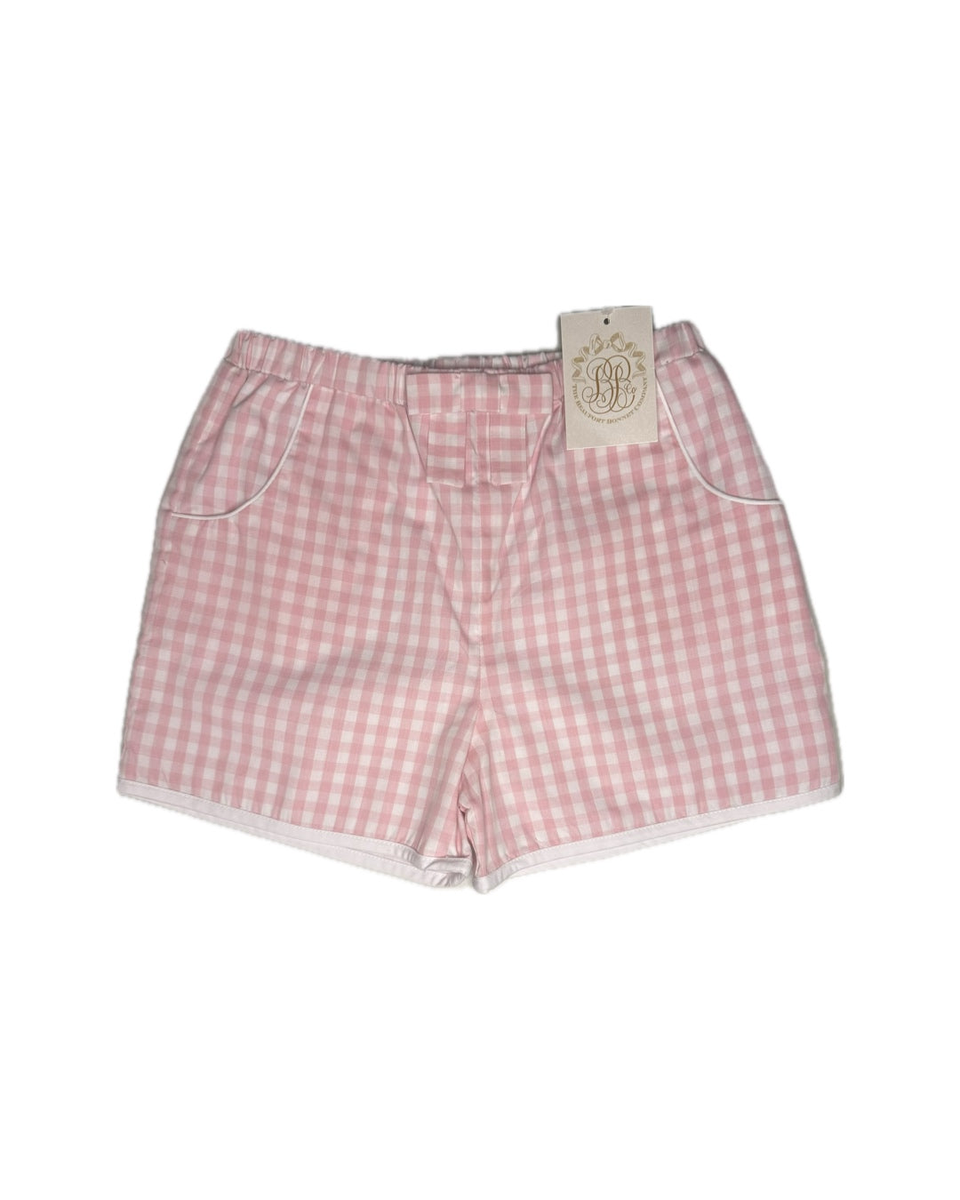 7 TBBC Shirley Shorts w/ Bow Tie Sandpearl Pink Gingham