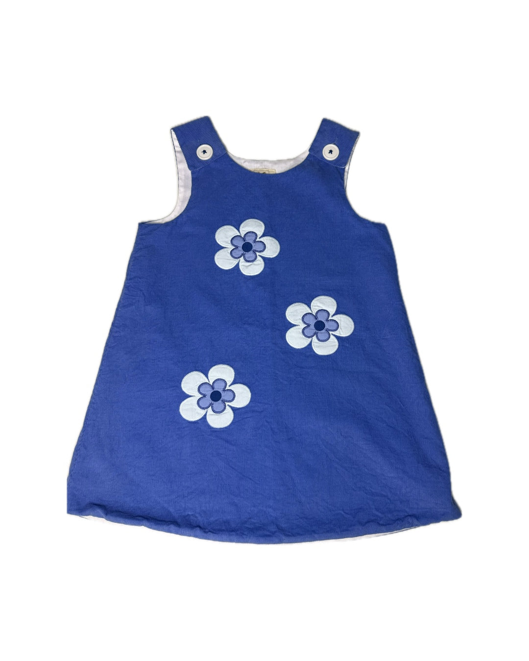 Blue dress with floral patterns on a white background