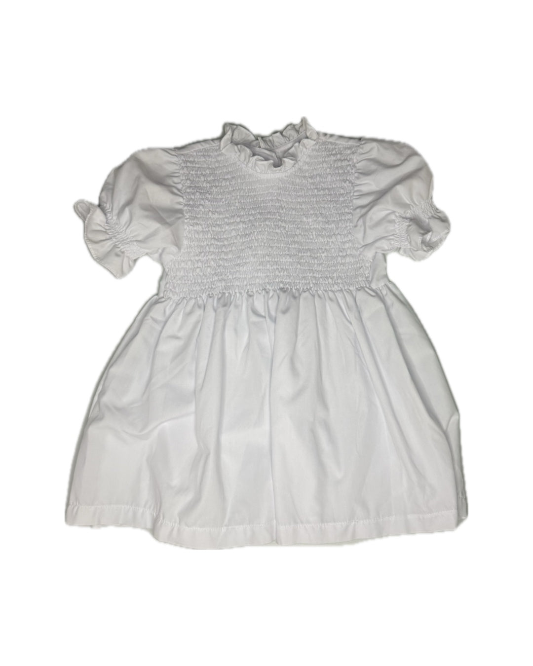 White dress with ruffled sleeves on a white background