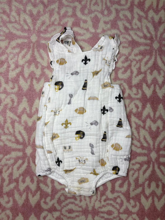 6/12M Nola Tawk Muslin Saints Sunsuit