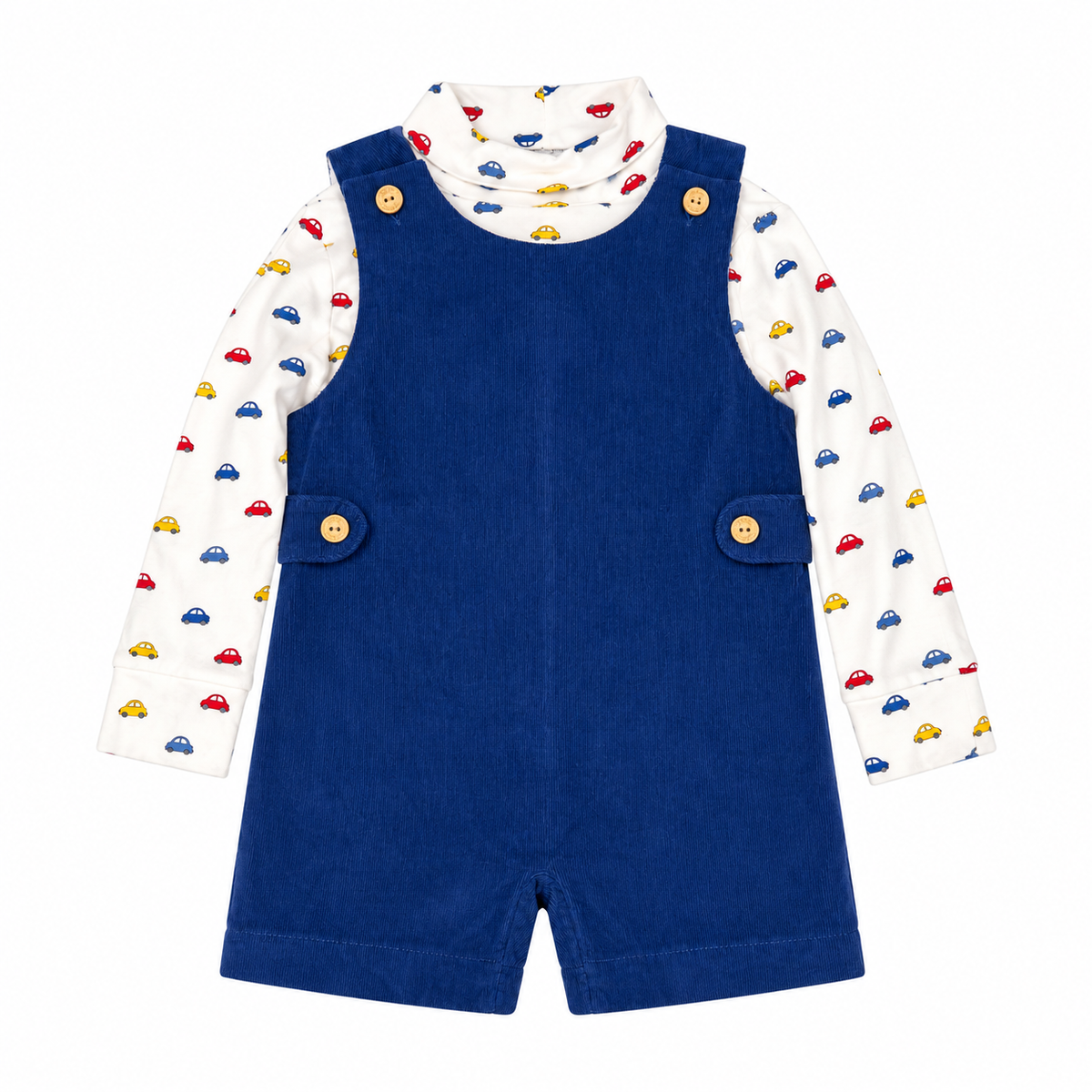 4/5 Little English Royal Blue Cord Jon Jon Car Turtleneck Set