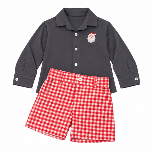 3T Busy Bee Smocks Santa LS Short Set