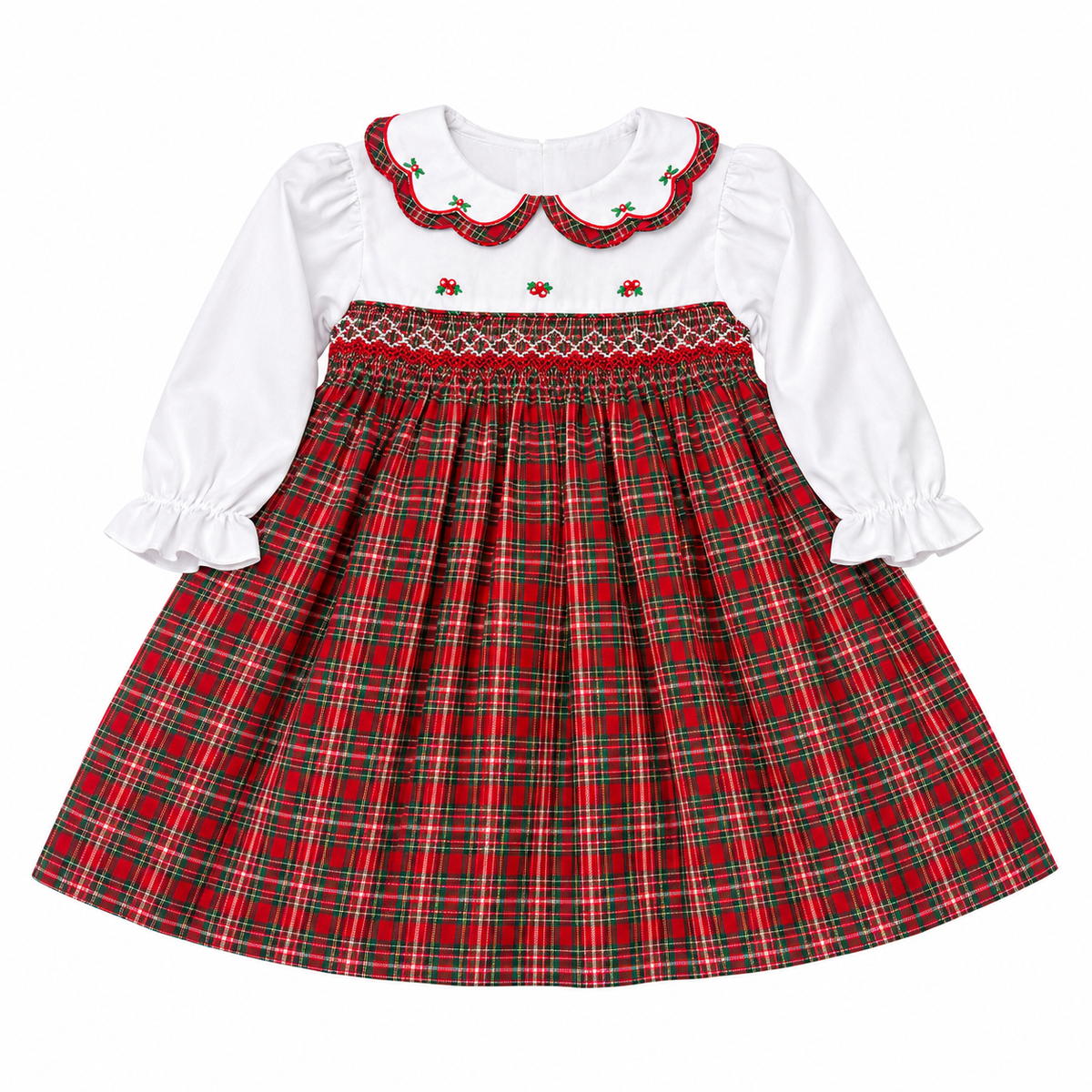 6M Petit Ami Scallop Tartan LS Dress