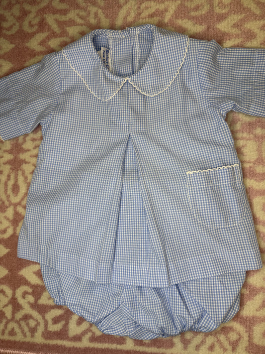 9M Banbury Cross Blue Micro Check Bloomer Set