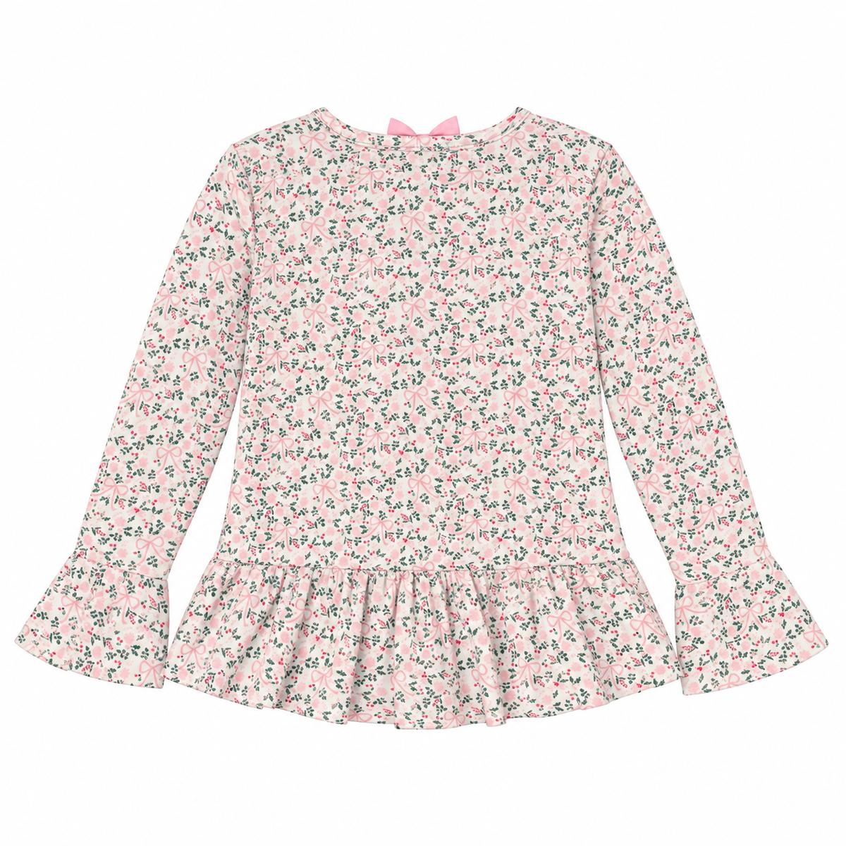 12 James & Lottie Bow Holly LS Ruffle Knit Top