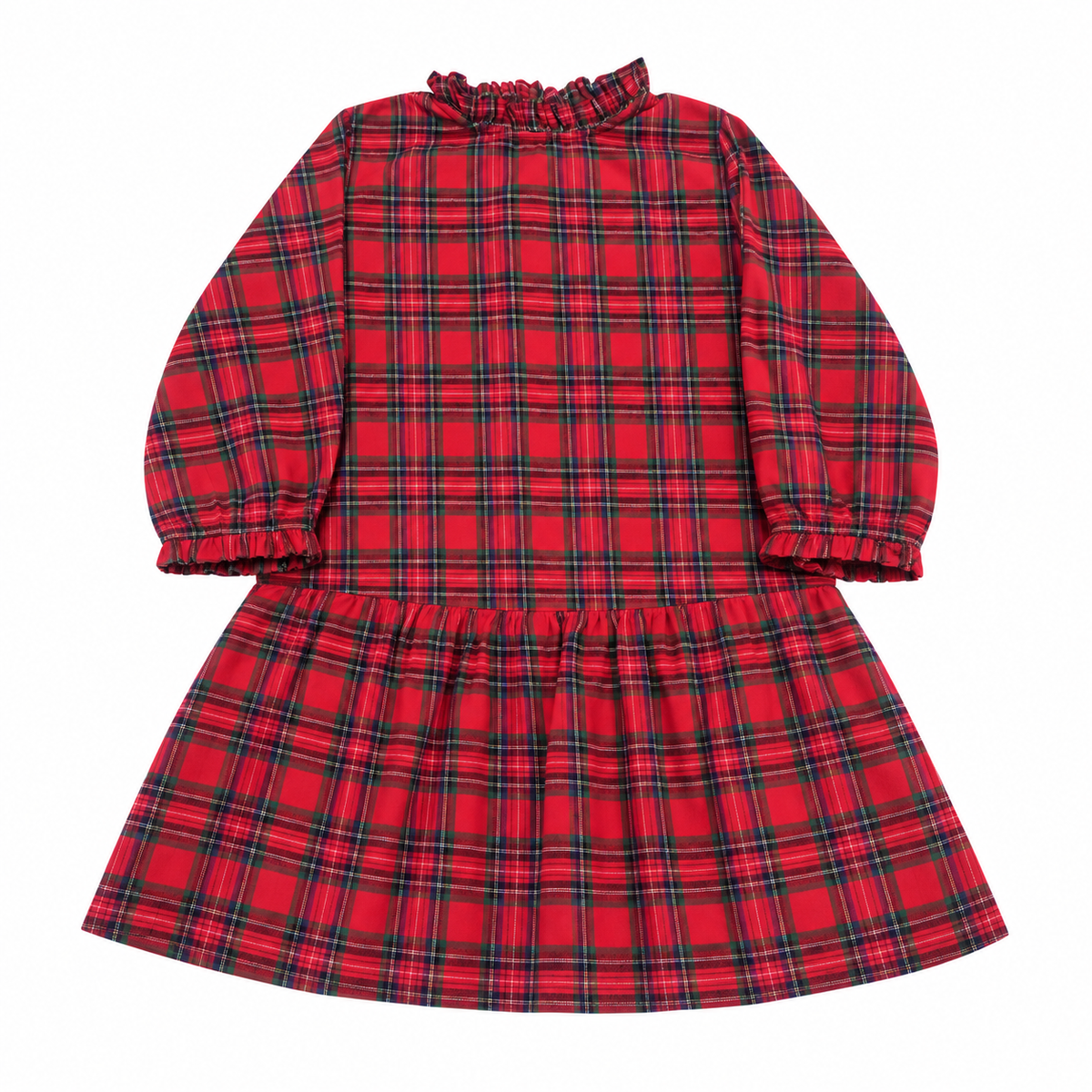 12 James & Lottie Christmas Tartan LS Ruffle Tunic/Dress