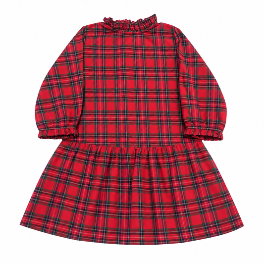 12 James & Lottie Christmas Tartan LS Ruffle Tunic/Dress