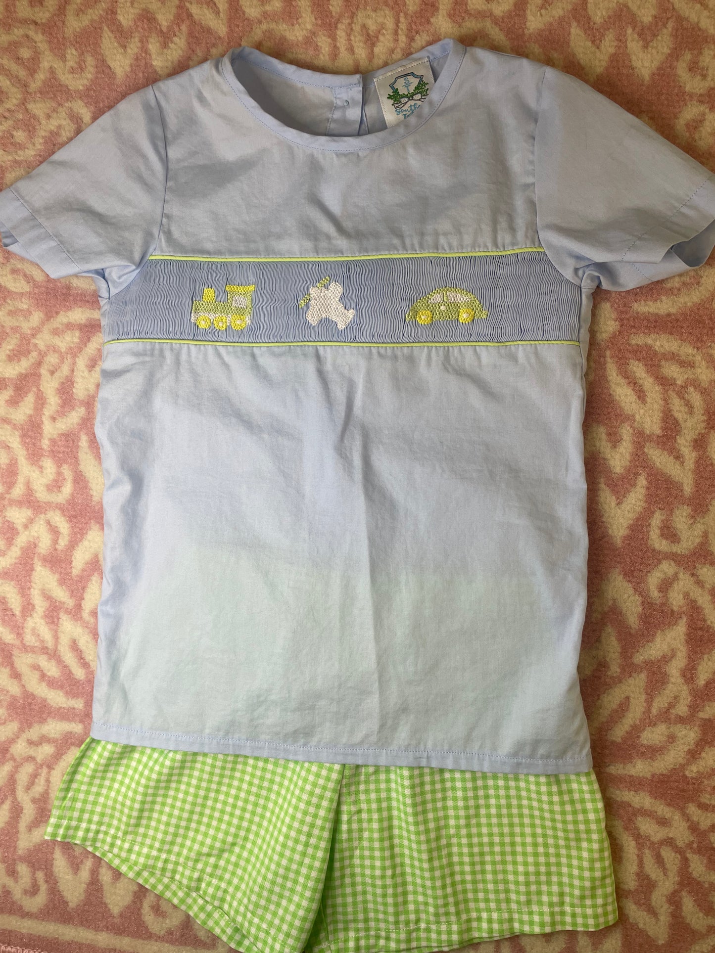 Sz 4/5 Southern Taters Vehicle Smocked Short Set