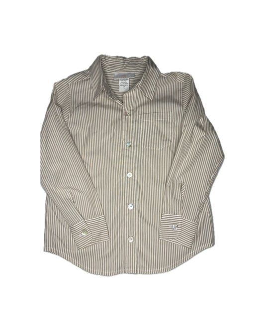 6 Hannah Kate Tan & White Striped Button Down