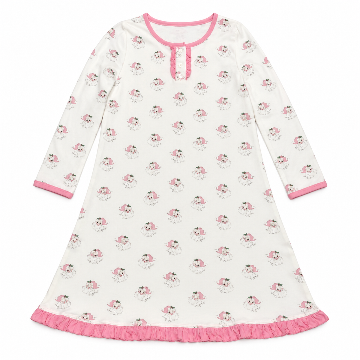 12 James & Lottie Pink Santa LS Knit Dress/ Night Gown