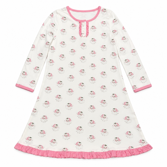 12 James & Lottie Pink Santa LS Knit Dress/ Night Gown