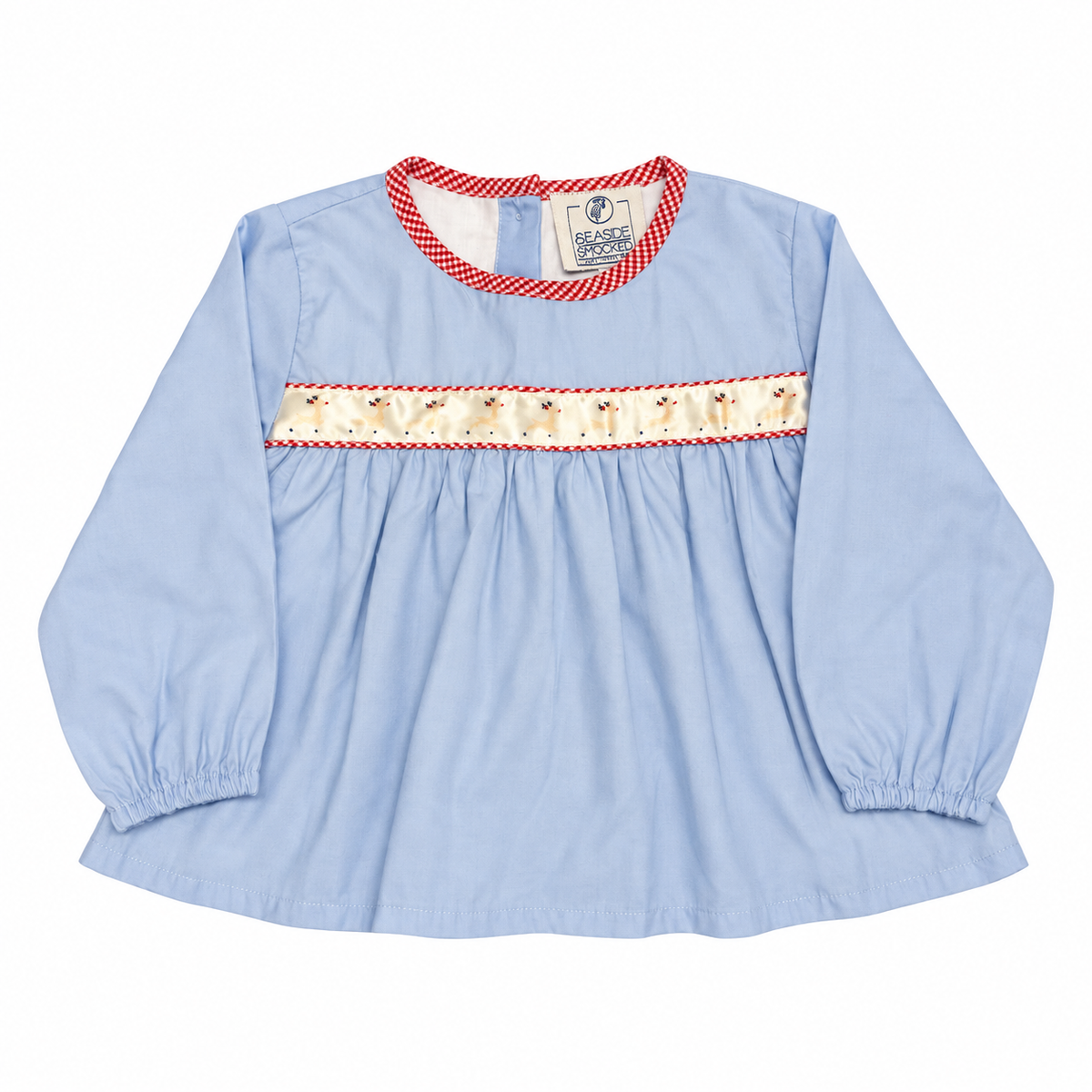 18M Seaside Smocks Rudolph Ribbon LS Top