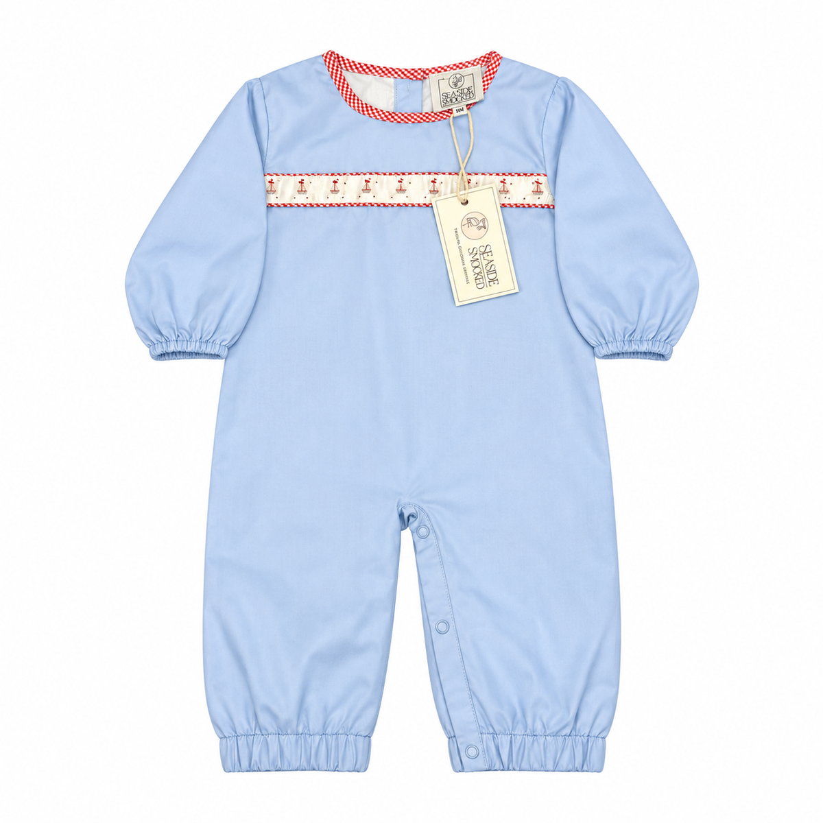 9M Seaside Smocks Rudolph Ribbon Long Romper