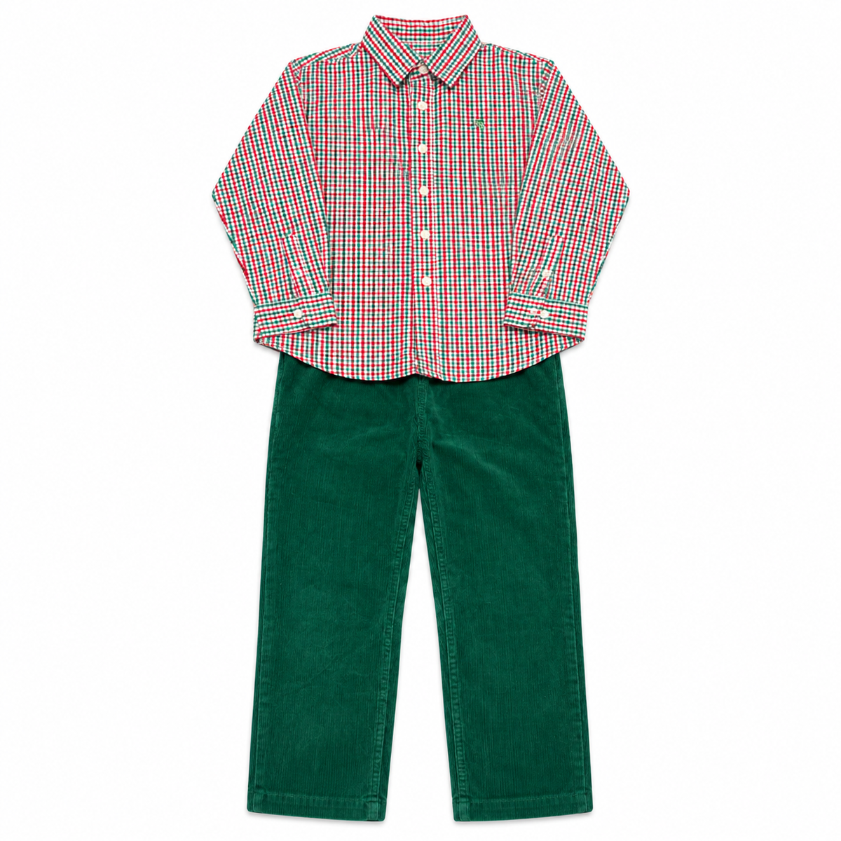 8/10 J. Bailey + Vineyard Vines Christmas Button Down Green Cord Pant Set