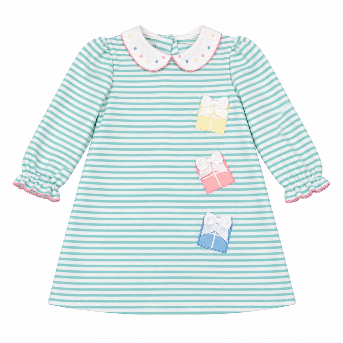 4 Marco & Lizzy LS Knit Present Appliqué Birthday Dress
