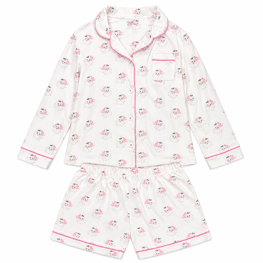 10/12 Be Elizabeth Pink Santa Sleep Short in Pima Cotton