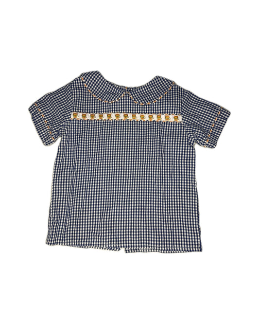 3T PBJ Tiger Ribbon Royal Blue Gingham Top