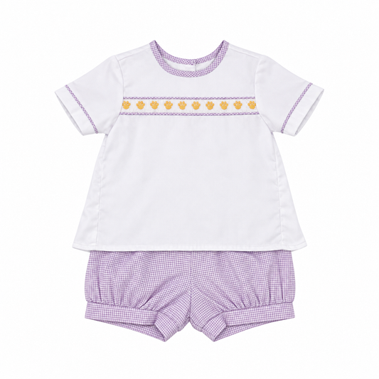 3T Krewe LSU Tigers Paw Ribbon Banded Diaper Set