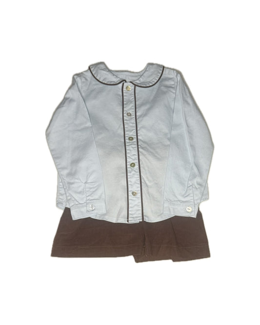 6 Hannah Kate Blue & Brown Cord LS Short Set